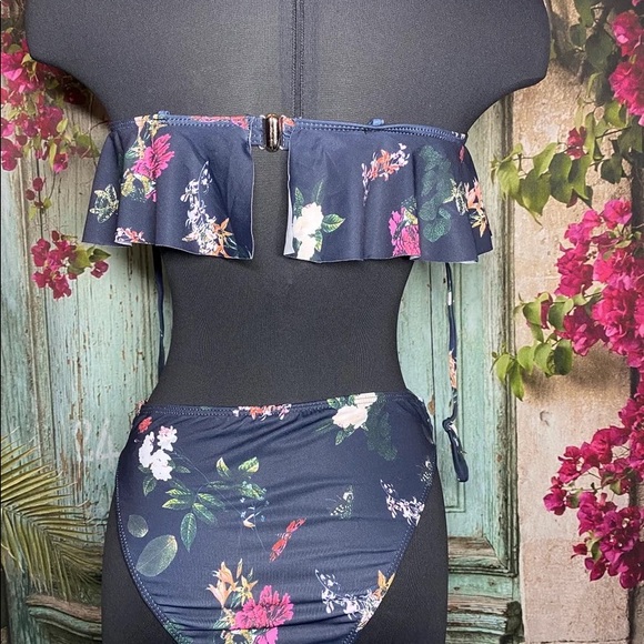 Two Piece Set Swimsuit Sexy Deep V Ruffle Bikini High Waist - Picture 6 of 10